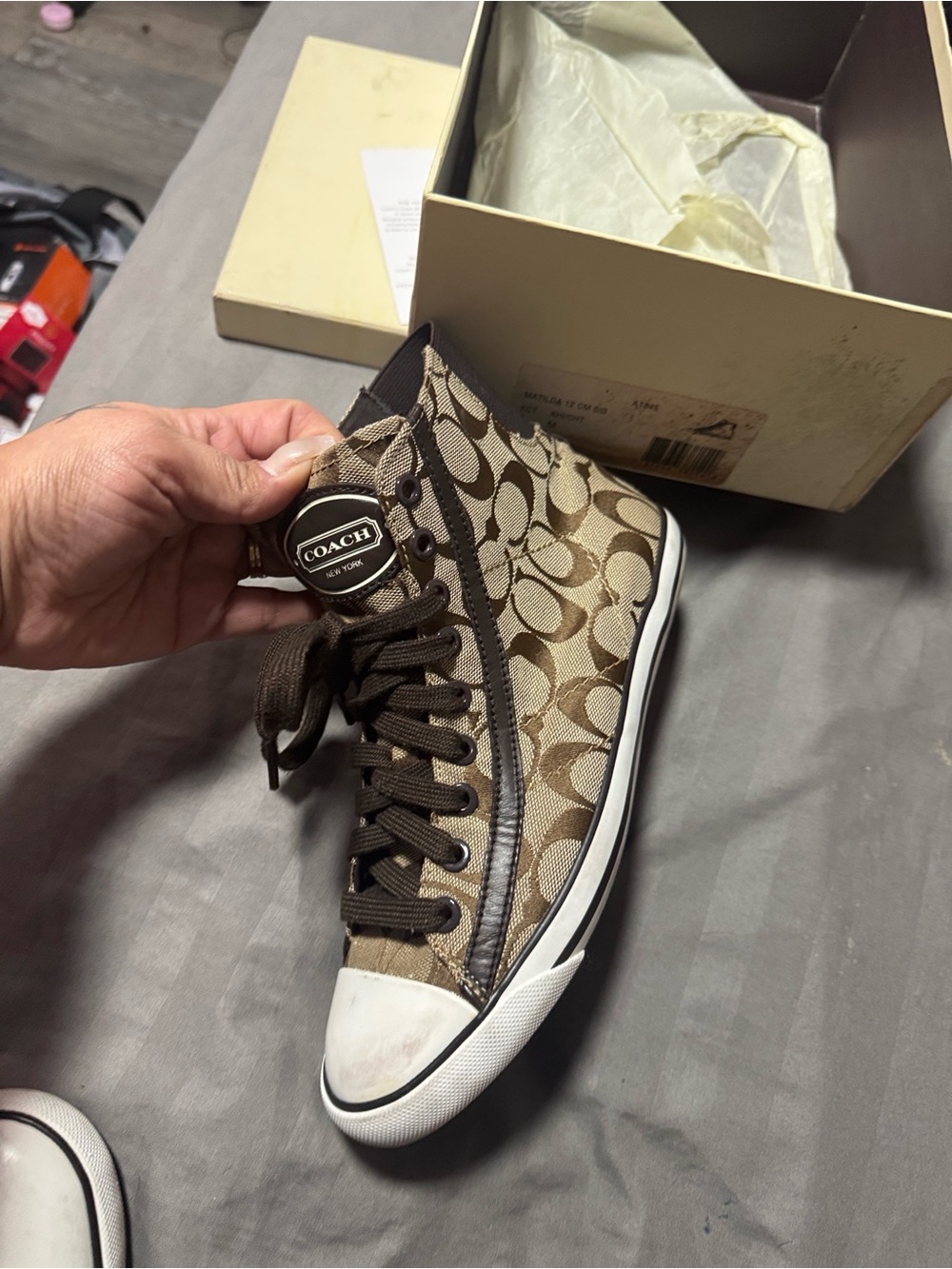 Coach Brown Signature Canvas Matilda women’s  High-Top Sneakers size 7/ 1/2 - Picture 9 of 16